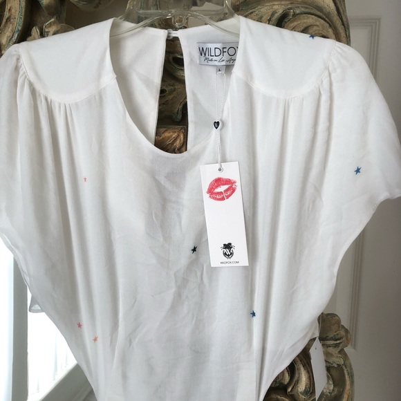 Wildfox Cut out back Red Blue Star Print Dress - Picture 7 of 8